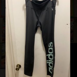 grey and teal adidas leggings
